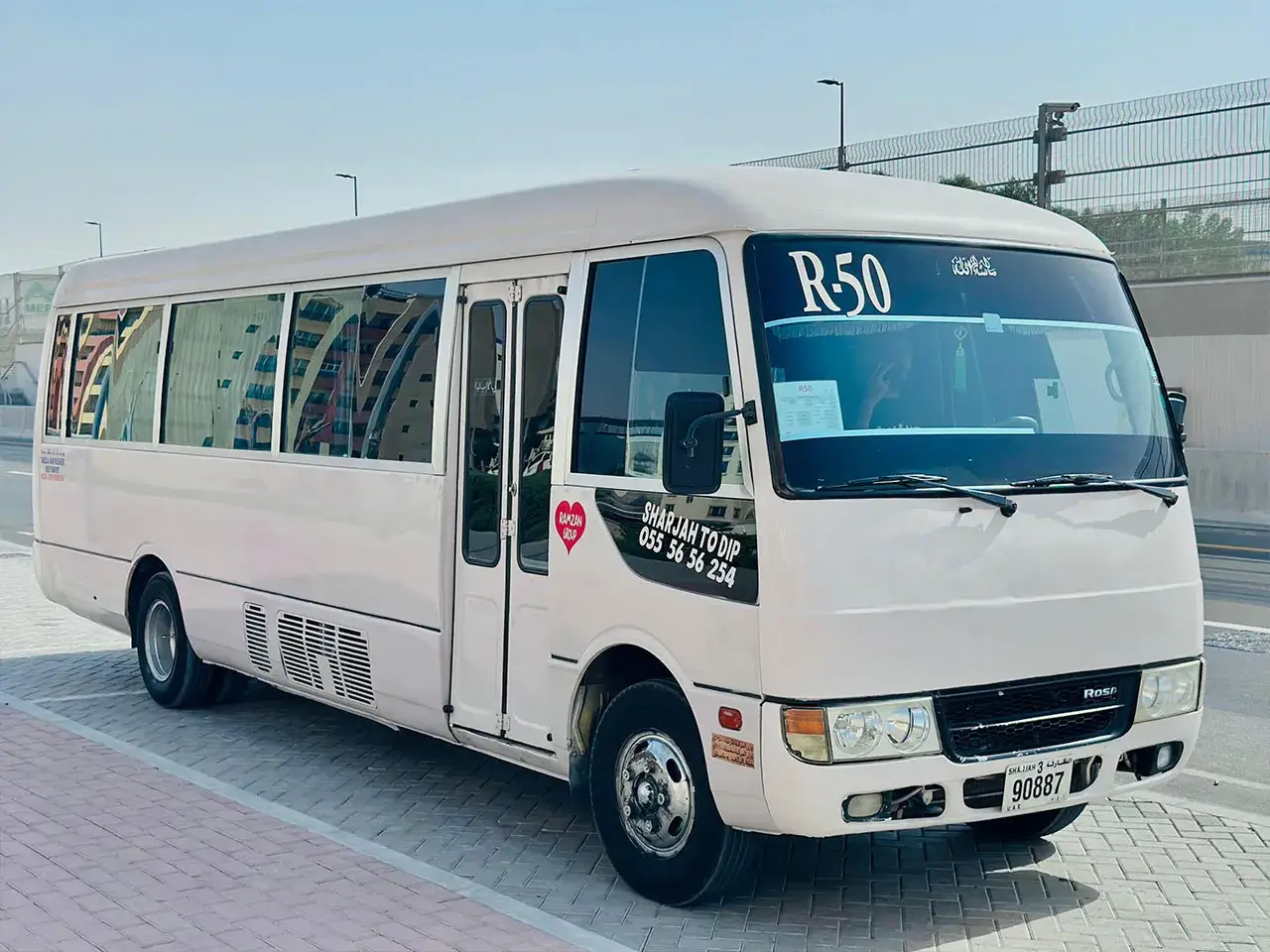 Ramzan Group Coaster parked at Dubai Industrial City area