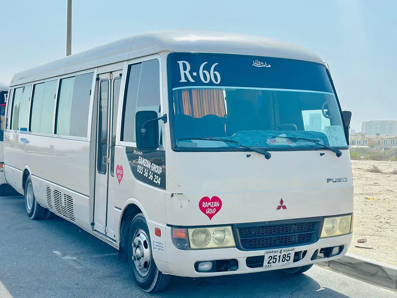 Ramzan Group Coaster shuttle operating between Sharjah and DIP