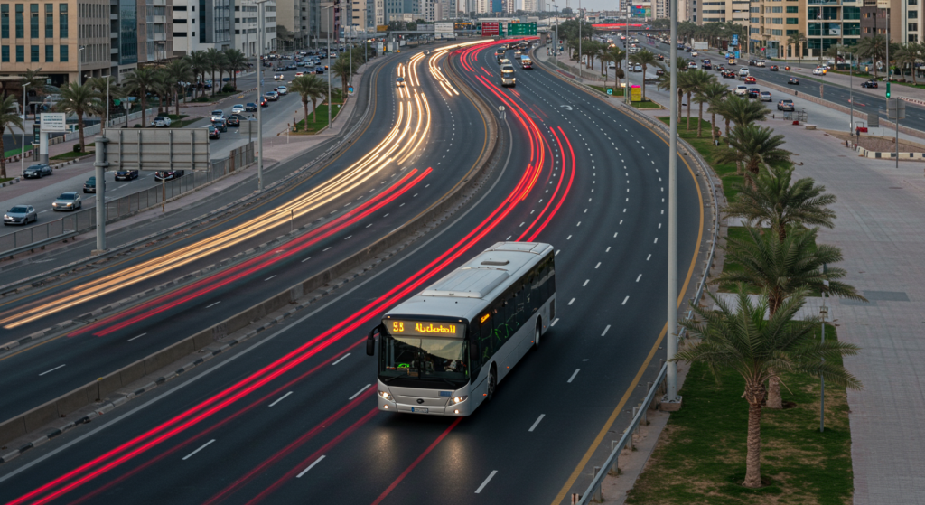 Sharjah to DMC shuttle, port staff transport, UAE commuter bus