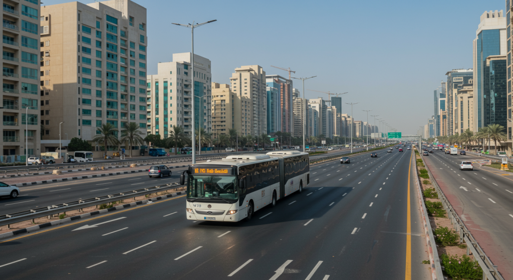 Sharjah to Media City bus, UAE group shuttle, daily commuting