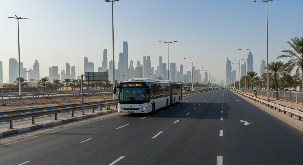 Green Community shuttle, Sharjah to DIP commute, staff transport UAE