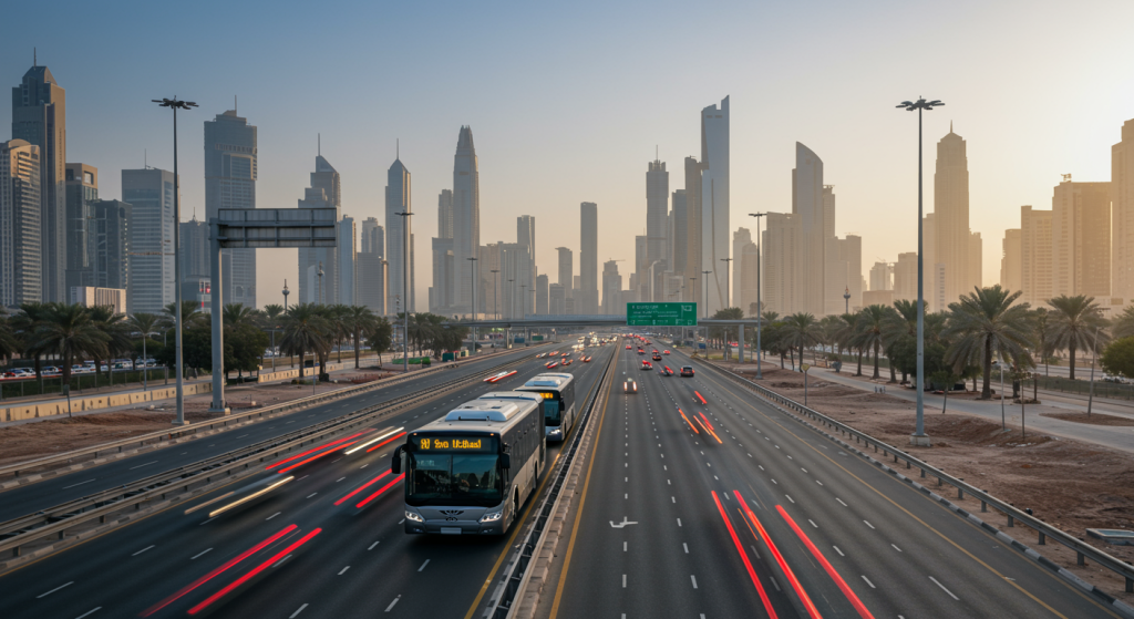 Ajman to Dubai Hills shuttle, staff bus UAE, corporate commute