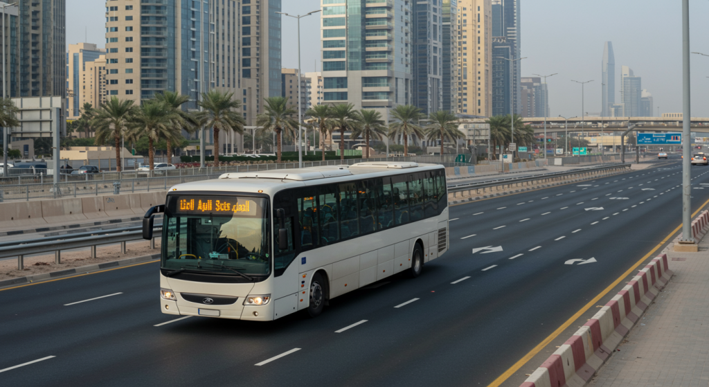 Ajman to Media City shuttle, corporate transport UAE, daily bus service