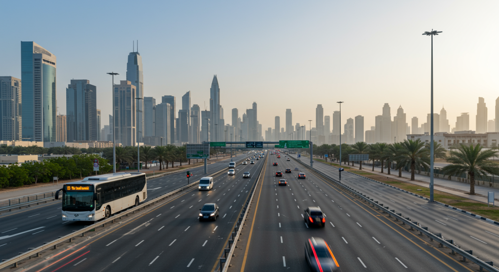 Ajman to Al Quoz shuttle, light industry transport UAE, staff bus