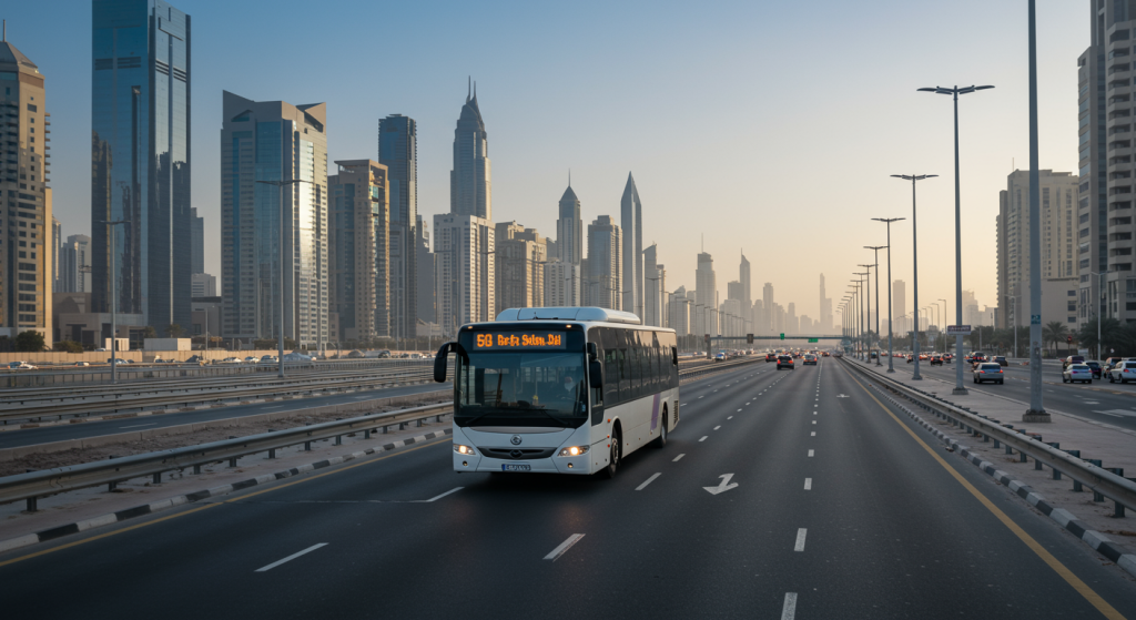 Ajman to Sports City shuttle, employee transport UAE, daily bus
