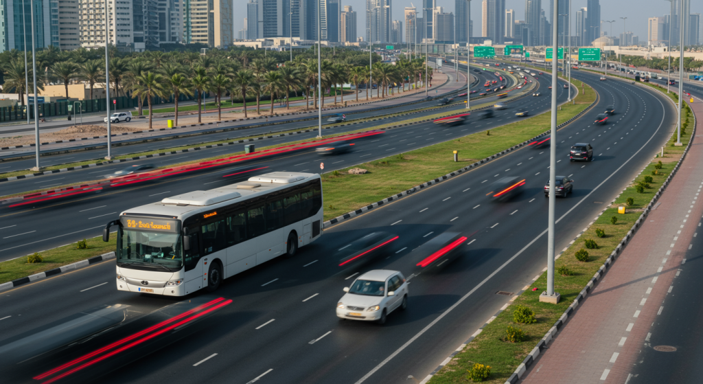 Sharjah to Al Quoz shuttle, warehouse staff transport, UAE commute