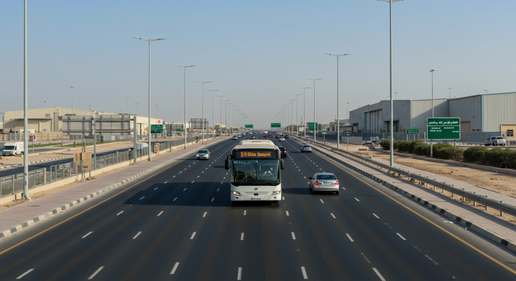 Sharjah to DIP shuttle, warehouse transport UAE, worker bus