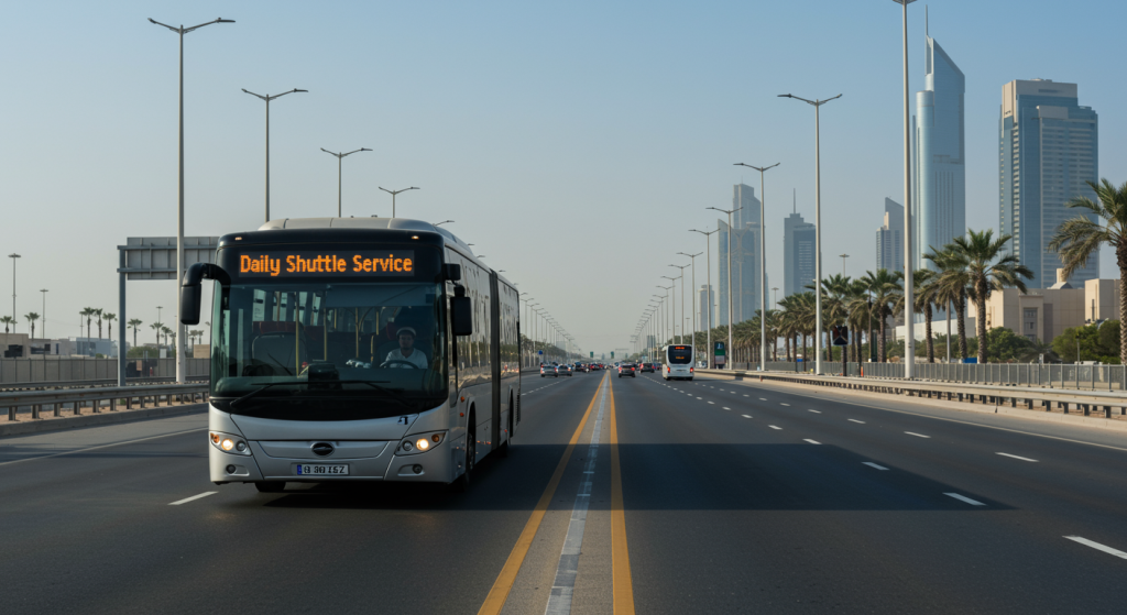 Sharjah to Port Rashid shuttle, cruise staff transport UAE, commuter