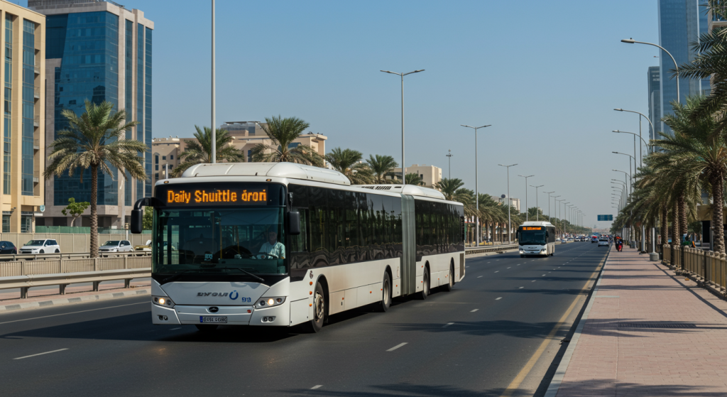 Sharjah to International City shuttle, affordable UAE transport, staff commuting