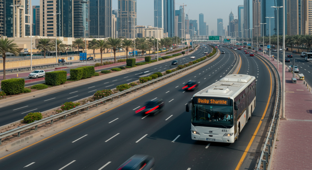 Sharjah to DSO shuttle, Dubai Silicon Oasis bus, UAE staff transport
