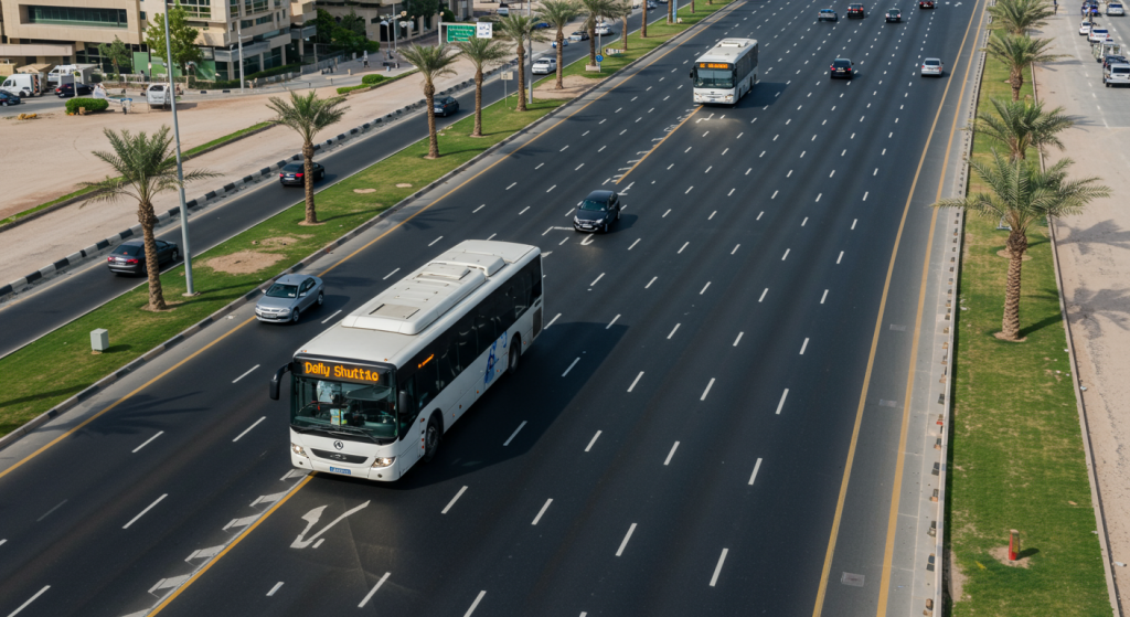 Sharjah to JVC shuttle, affordable group transport UAE, daily commuting