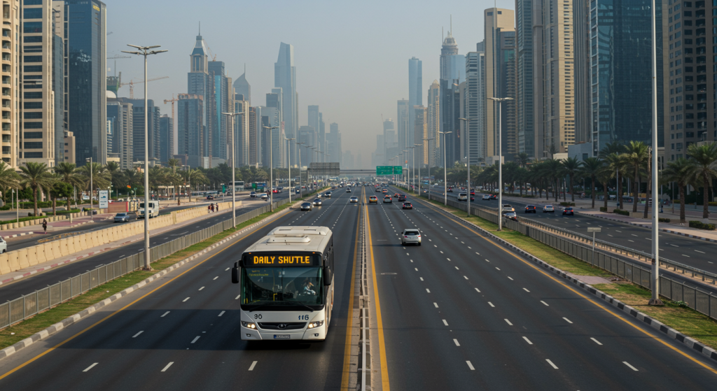 Sharjah to Palm shuttle, hotel staff transport, group commuting UAE