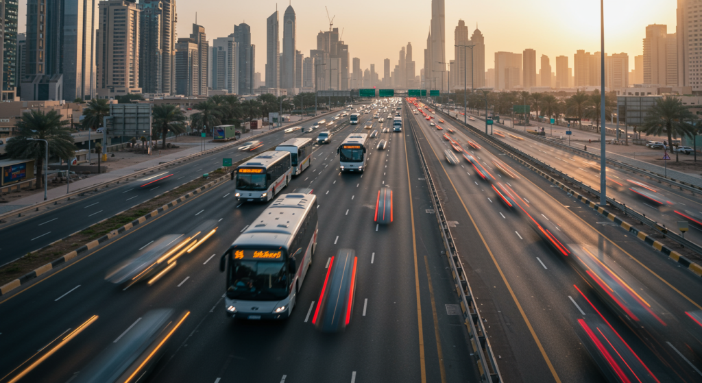 Ajman to Arabian Ranches shuttle, staff bus UAE, daily commute