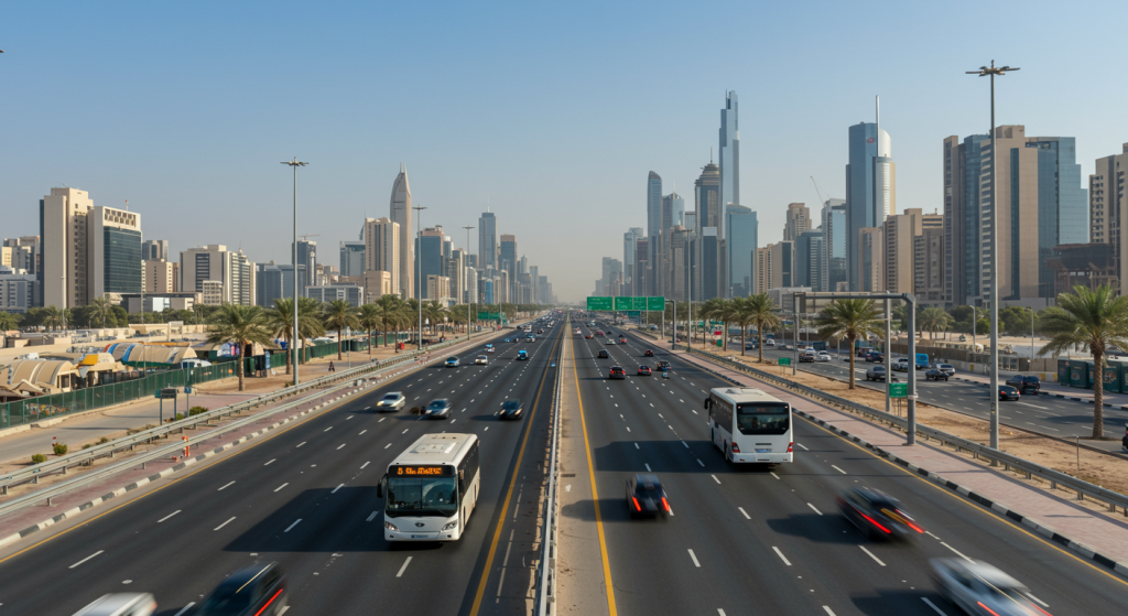 Ajman to International City shuttle, residential staff transport, UAE commute
