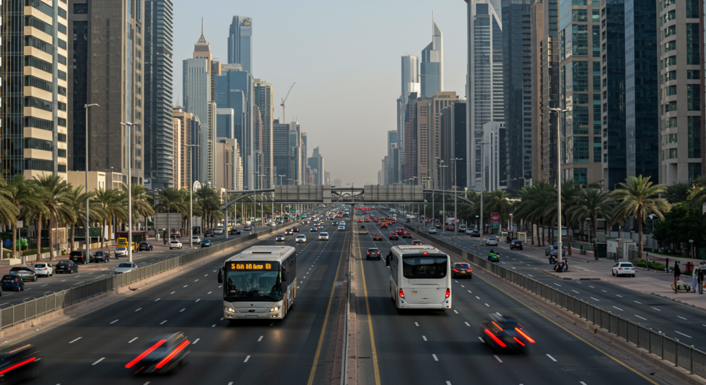 Ajman to DIC metro shuttle, last-mile staff transport UAE, daily bus