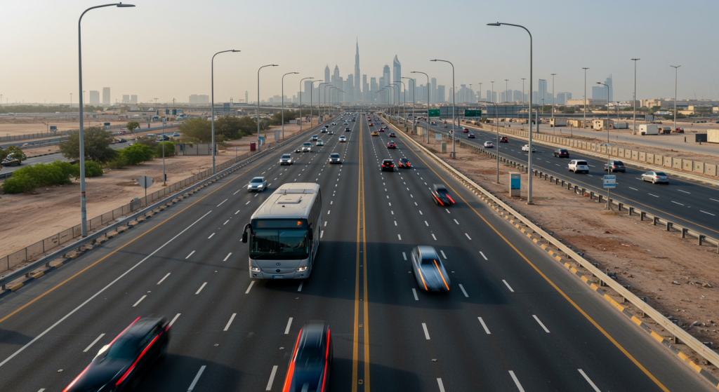 Ajman to DIP2 shuttle, UAE industrial transport, staff bus